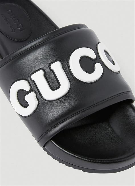 gucci logo slides black|Gucci logo black and white.